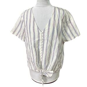 Madewell Women’s Linen Blend Striped Shirt. Size Large